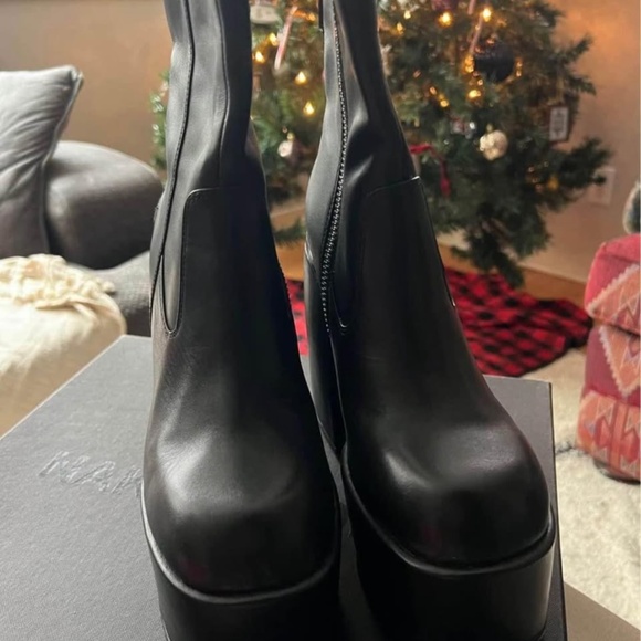 NAKED WOLFE JAILBREAKER PLATFORM BLACK LEATHER BOOTS SZ 9 - Picture 3 of 5